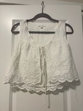 White Eyelet Tie-Front Camisole Top